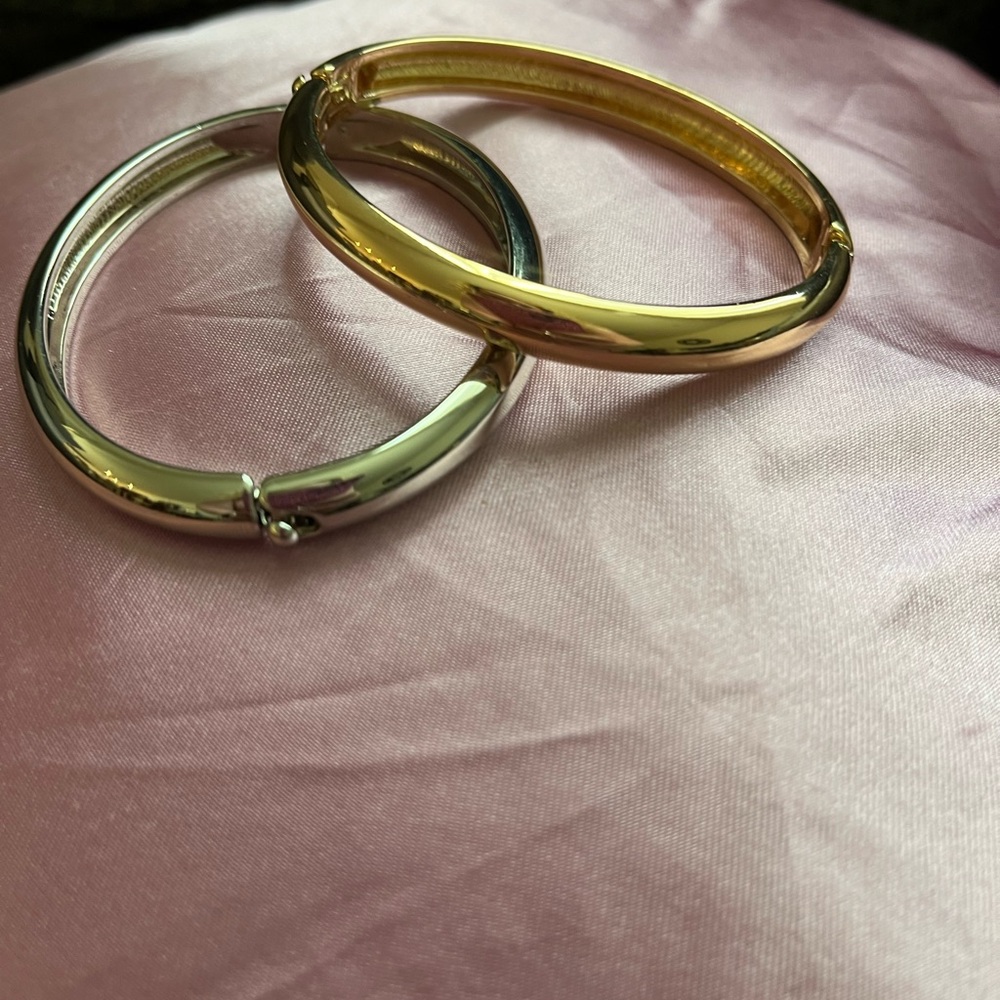 NWOT Gold and Silver Tone Hoop Bracelets - Picture 2 of 2